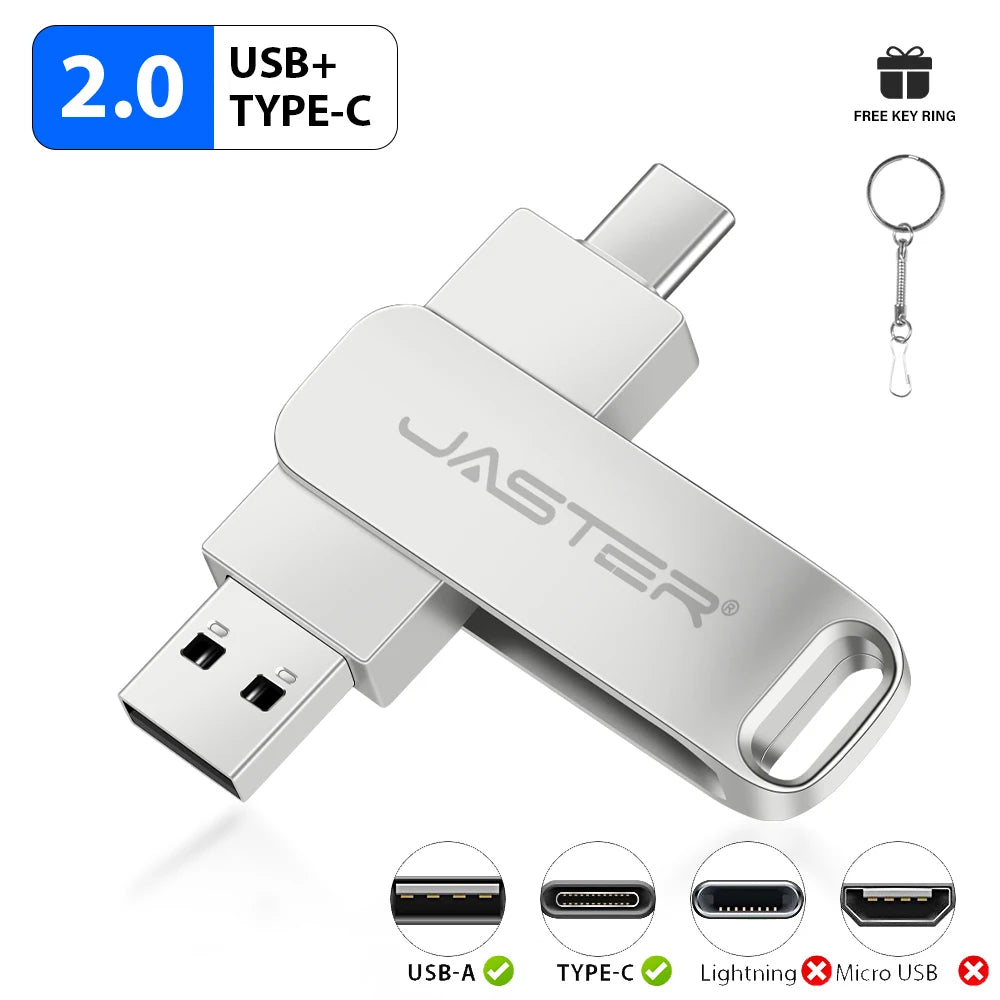 Clé USB-C 2-en-1 Métal Rotatif jusqu'à 128 Go – CLEVI Paris