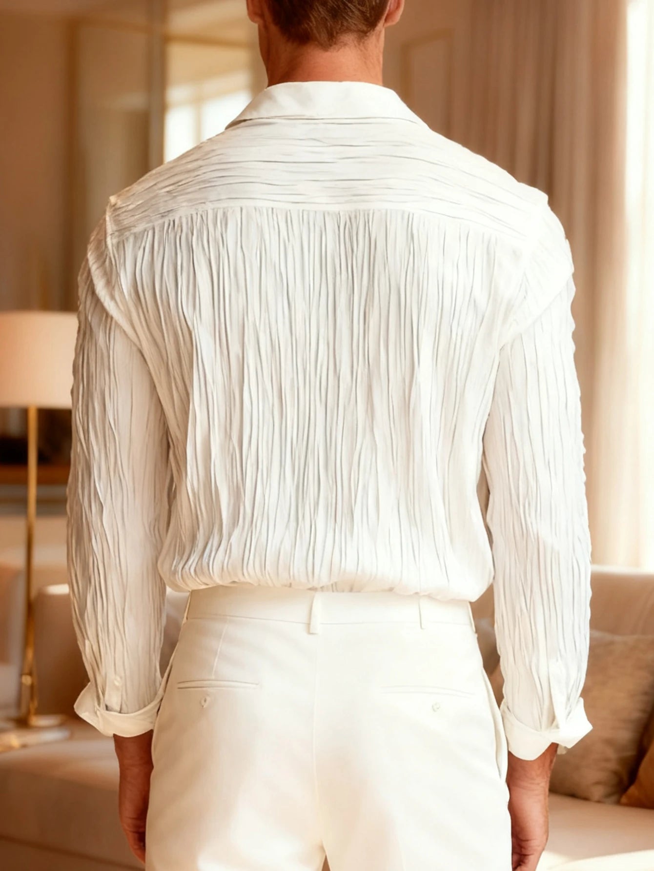 Chemise Habillée Homme Manches Longues Tissu Plissé Style Old Money LVLAEA – CLEVI Paris