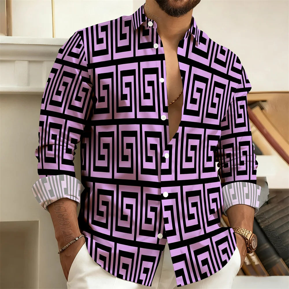 Chemise imprimée homme manches longues – CLEVI Paris