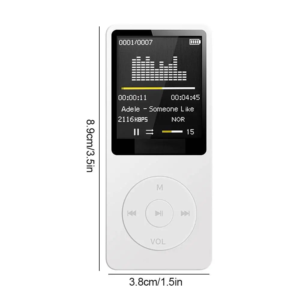 Lecteur MP3 Portable Ultra-Fin – Radio FM, Haut-parleur, Enregistreur, Écran 1,8", jusqu'à 64 Go