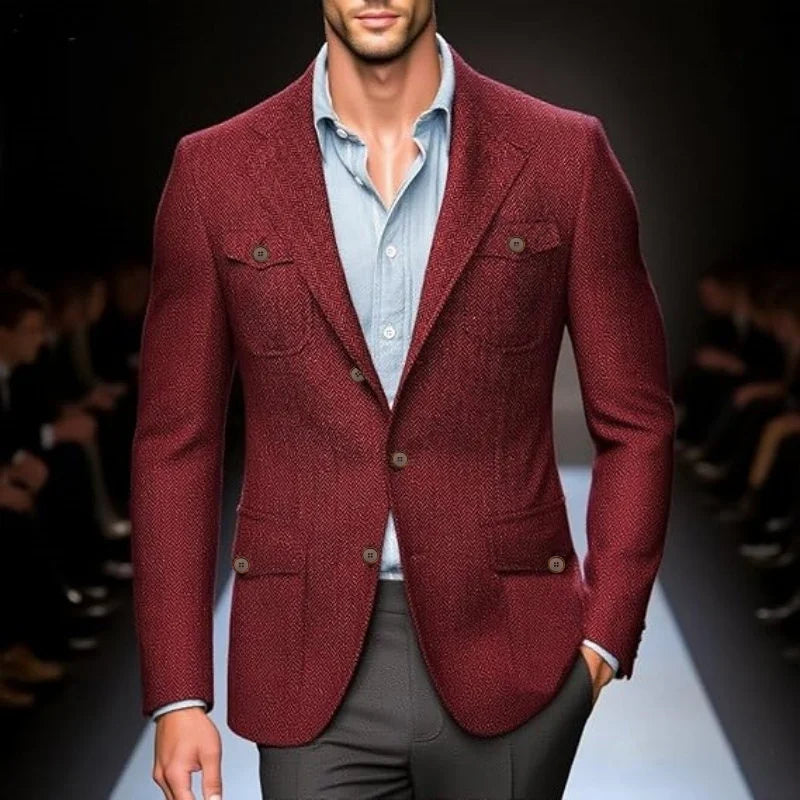 Blazer homme en tweed à chevrons – CLEVI Paris