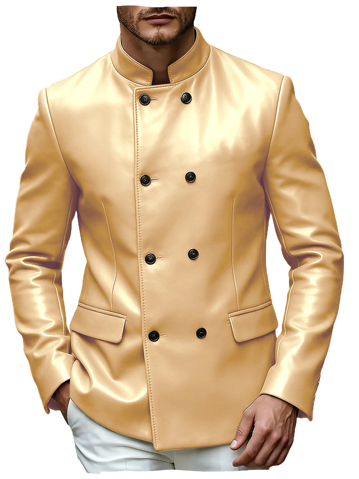 Blazer homme en similicuir, col montant – CLEVI Paris