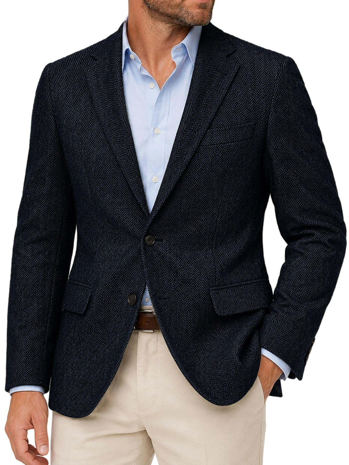 Blazer homme à chevrons et deux boutons – CLEVI Paris