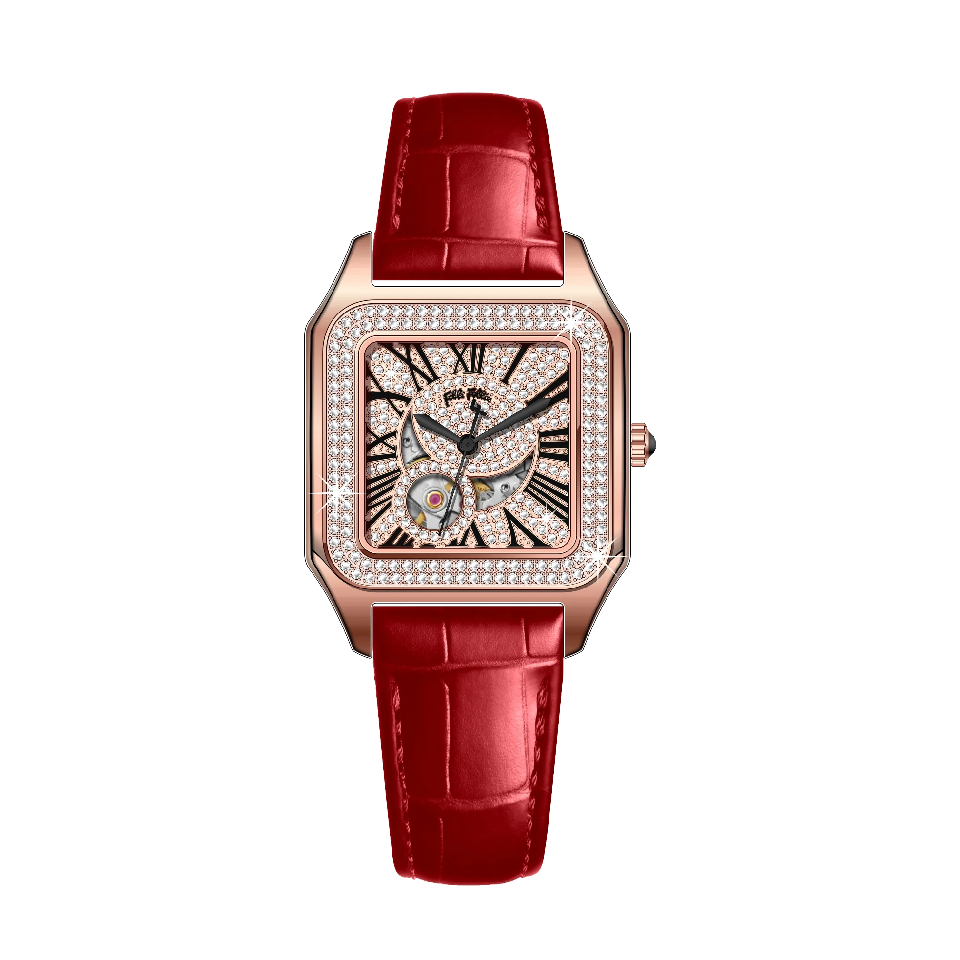 OBLVLO WF22B021 – Montre Automatique Femme | Cadran Diamant Or Rose, Chiffres Romains