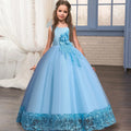 Robe longue fille à appliques florales – CLEVI Paris