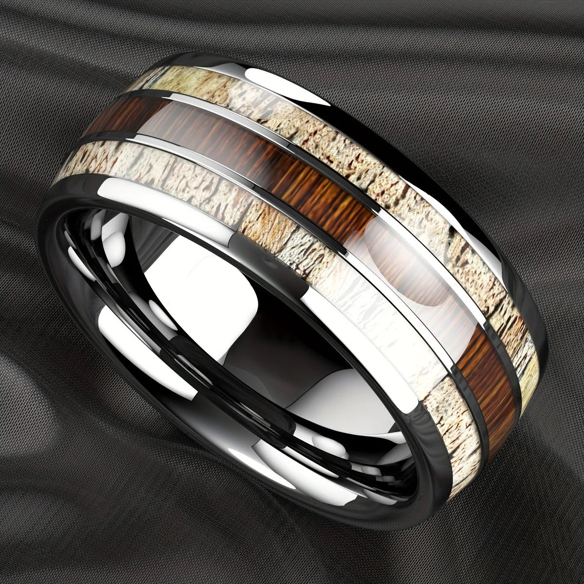 Bague Unisexe Opale Rouge et Météorite – CLEVI Paris