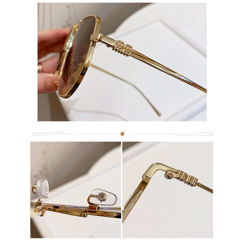 Lunettes de Soleil Grande Monture Grenouille Rétro Métal Femme – CLEVI Paris