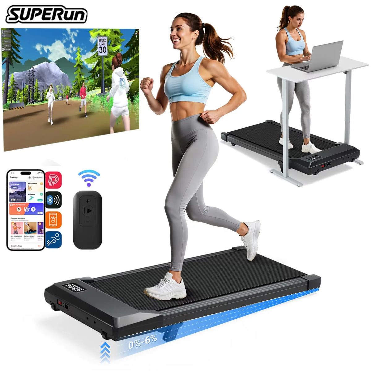 Tapis de marche Superun BA10-B avec écran LED – CLEVI Paris