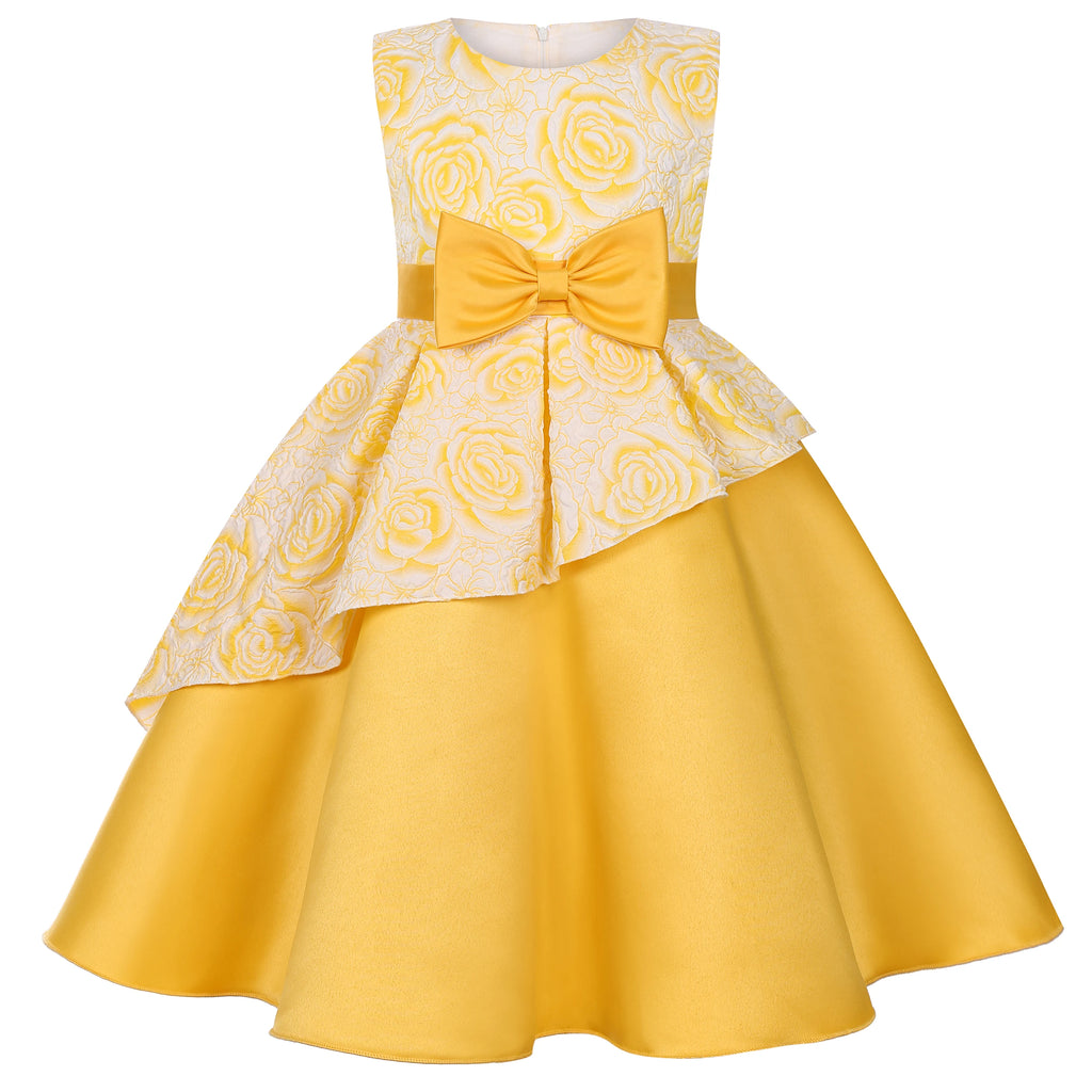 Robe princesse fille fleurie avec nœud – CLEVI Paris