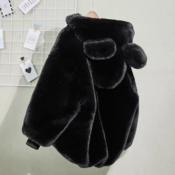 Veste enfant fausse fourrure à capuche – CLEVI Paris