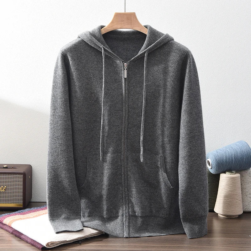 Ensemble homme en cachemire gris à capuche – CLEVI Paris