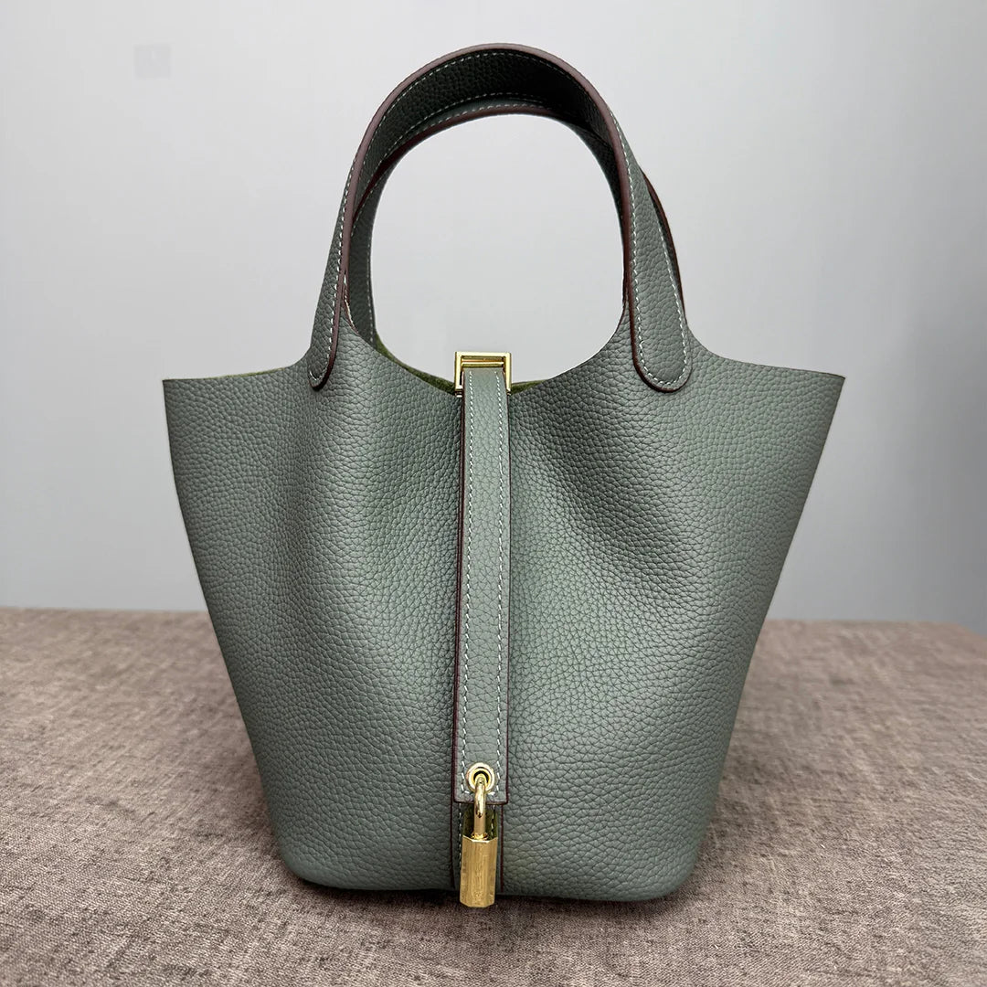 Sac Seau Cuir Togo Véritable Femme 2 Tailles Quincaillerie Or/Argent – CLEVI Paris
