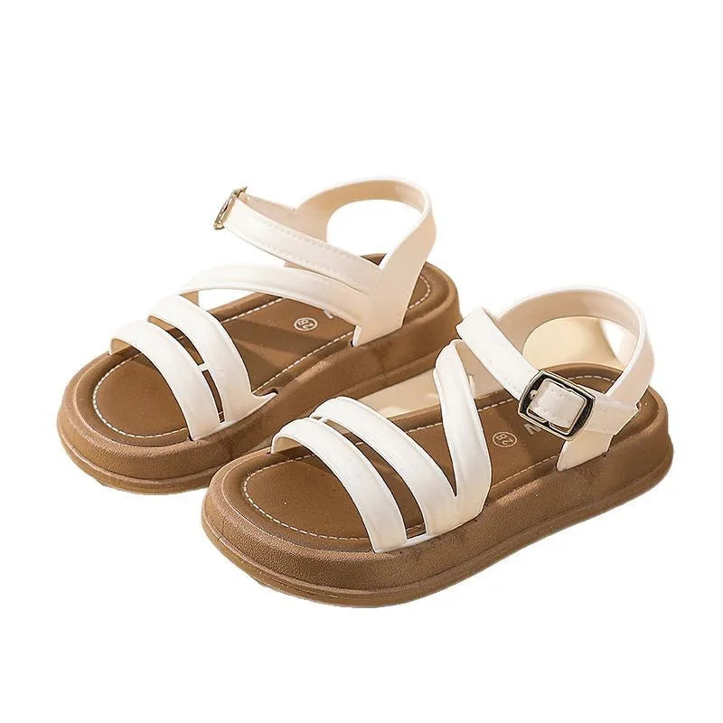 Sandales fille à bout ouvert en polyester – CLEVI Paris