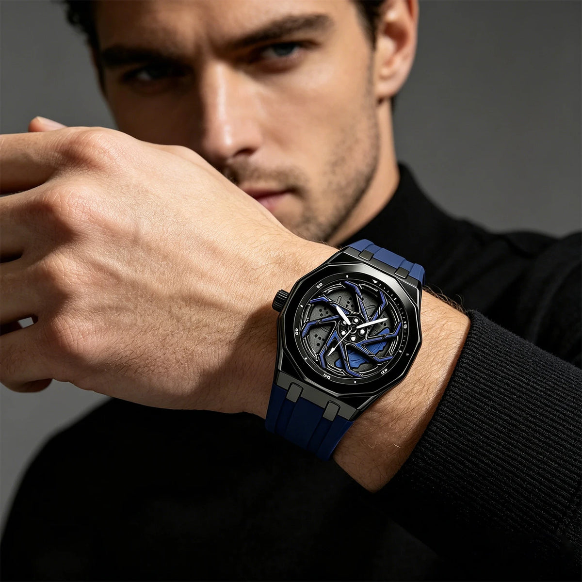 Montre Quartz Cadran Roue SHUAIKE Homme Caoutchouc – CLEVI Paris