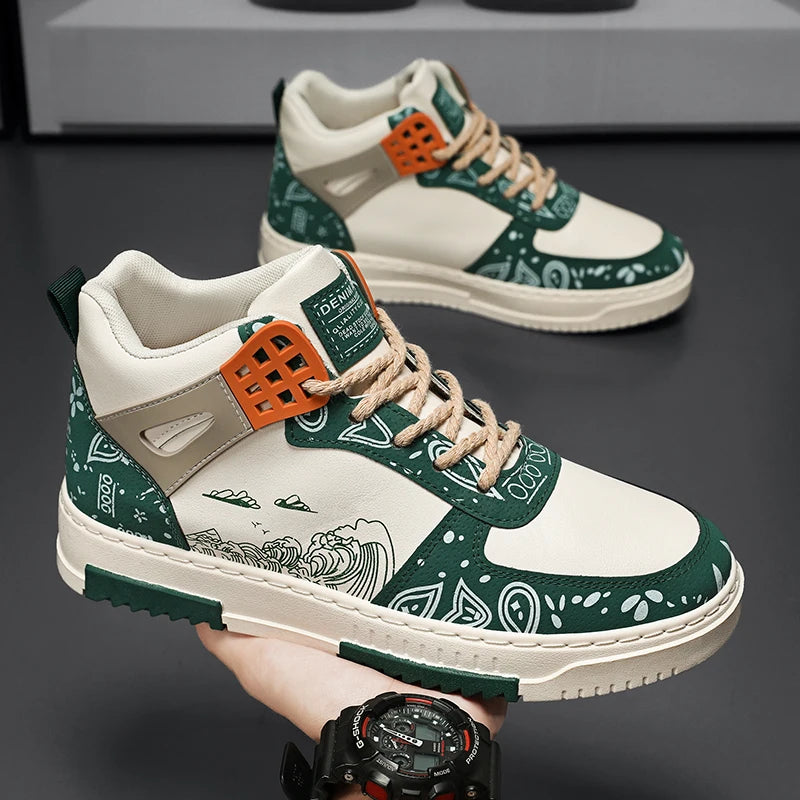 Sneakers Mi-Hautes Cuir Synthétique Semelle Épaisse Homme EU 39-48 – CLEVI Paris