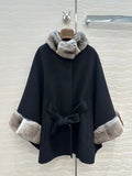 Manteau cape femme en cachemire ceinturé – CLEVI Paris