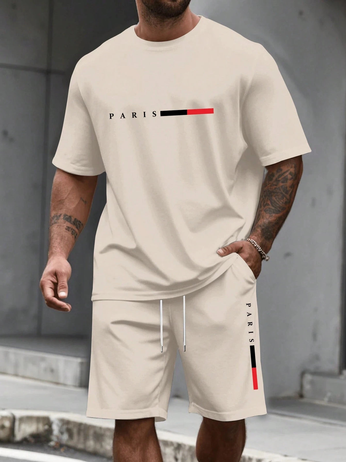 Ensemble Survêtement 2 Pièces Homme T-Shirt Col Rond Manches Courtes + Short Casual Sport – CLEVI Paris