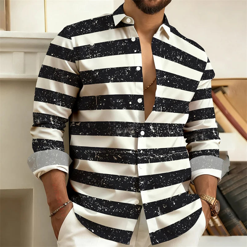 Chemise rayée homme manches longues – CLEVI Paris