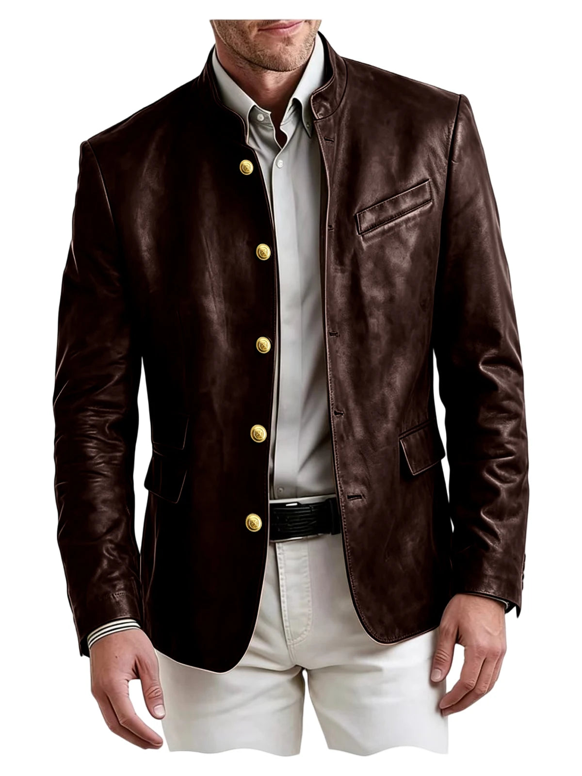 Blazer homme en similicuir, col montant – CLEVI Paris