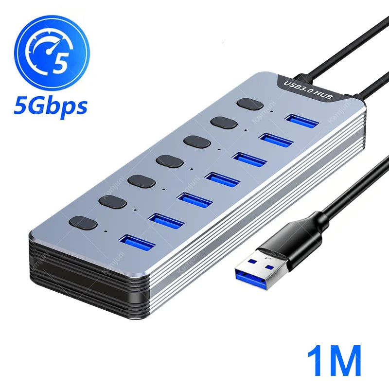 Hub USB 3.2 Gen 2 7 Ports 10Gbps avec Câble – CLEVI Paris