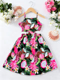 Robe fille tropicale à fines bretelles – CLEVI Paris