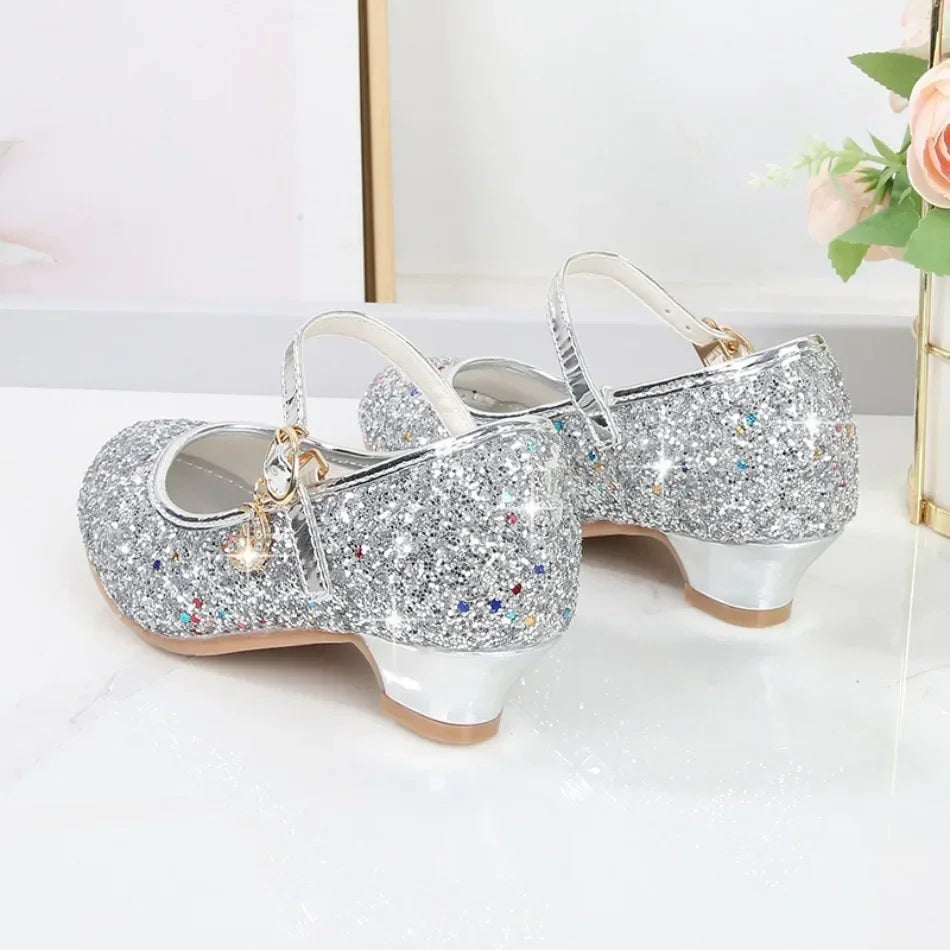 Sandales fille à talons et paillettes – CLEVI Paris