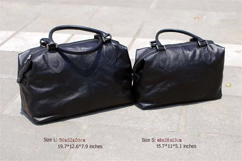 Sac Voyage Duffle Cuir Vache Véritable Unisexe Grande Capacité 50cm – CLEVI Paris