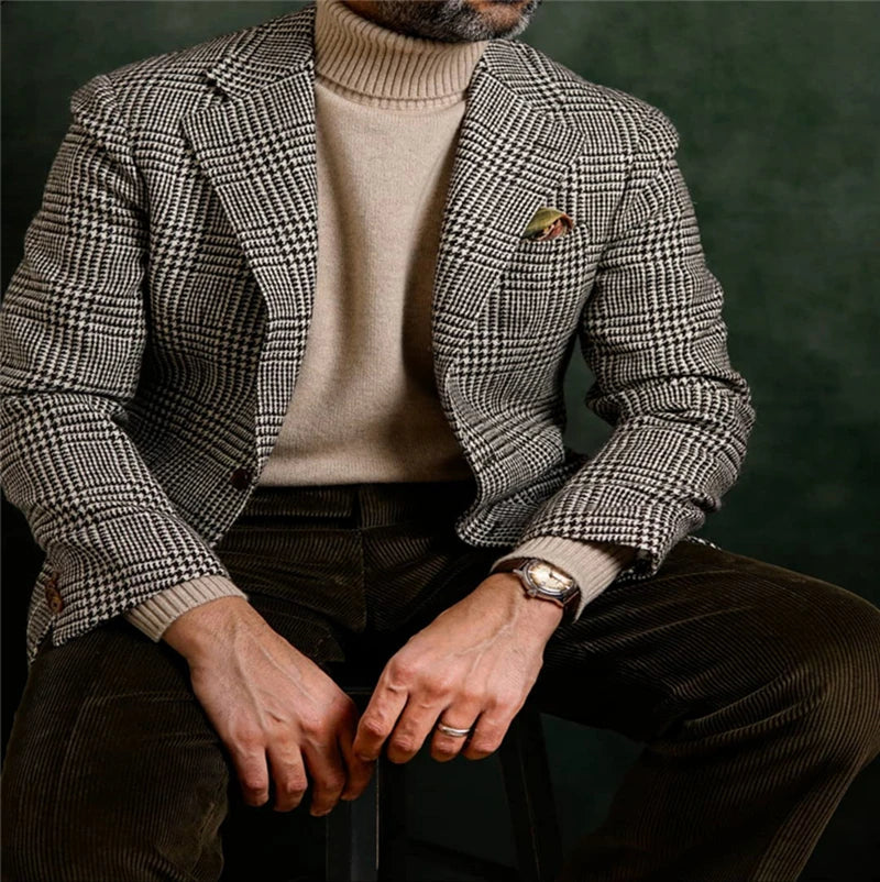 Blazer homme pied-de-poule, coupe ajustée – CLEVI Paris