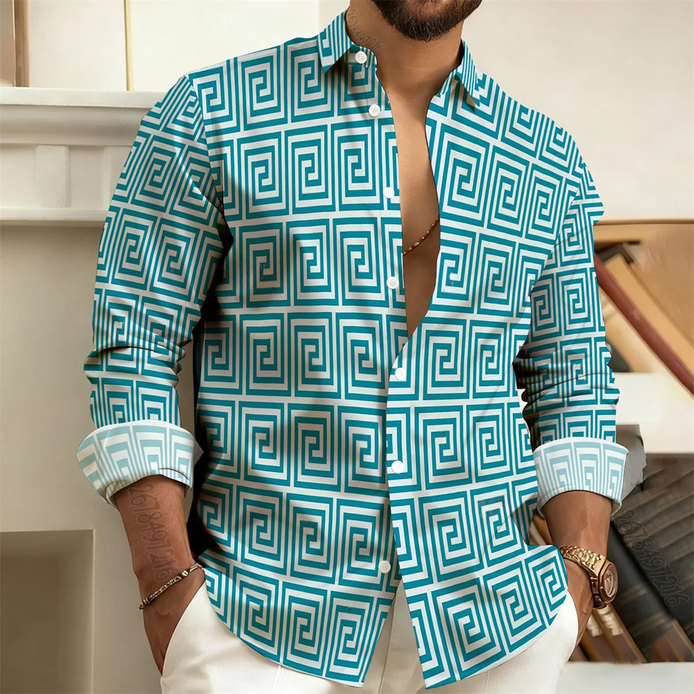 Chemise imprimée homme manches longues – CLEVI Paris