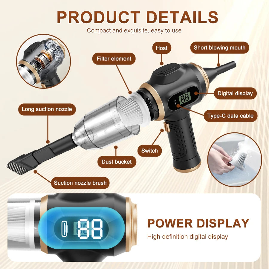 Aspirateur sans fil pour voiture en ABS – CLEVI Paris