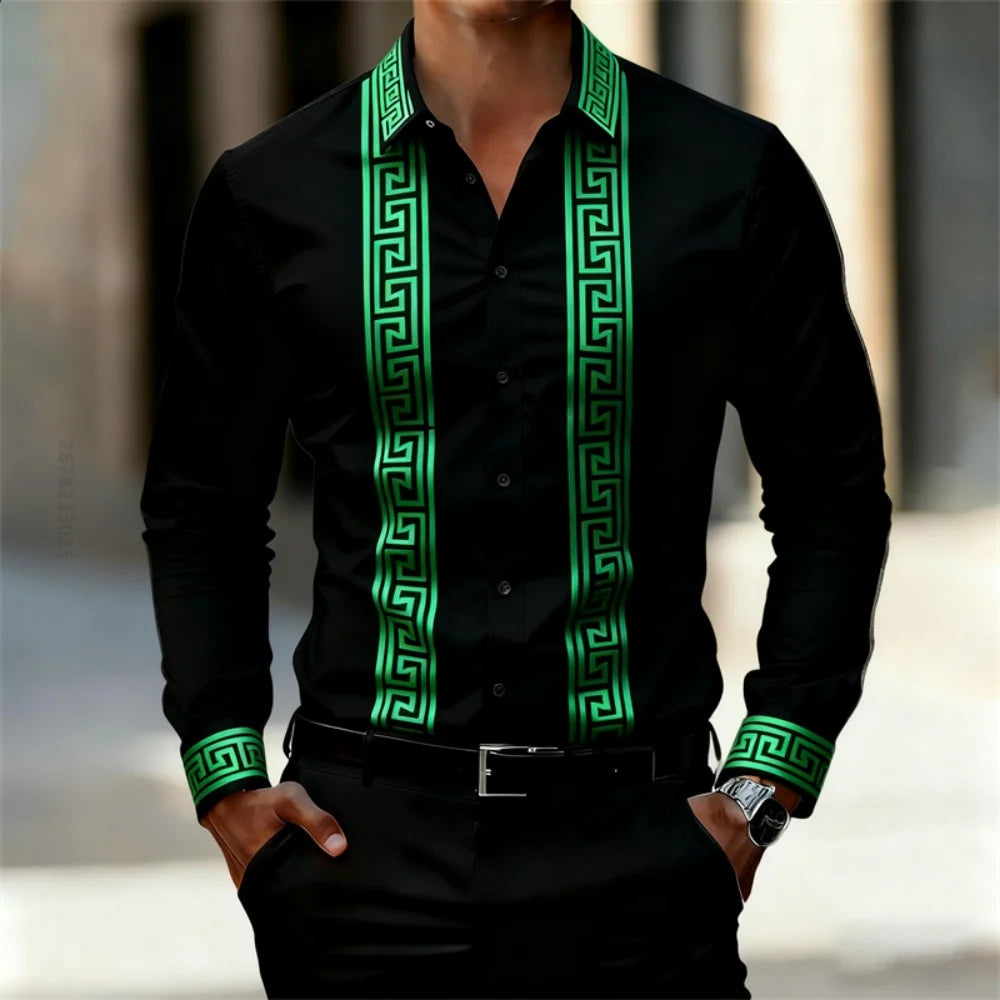 Chemise Imprimée Homme Manches Longues – CLEVI Paris