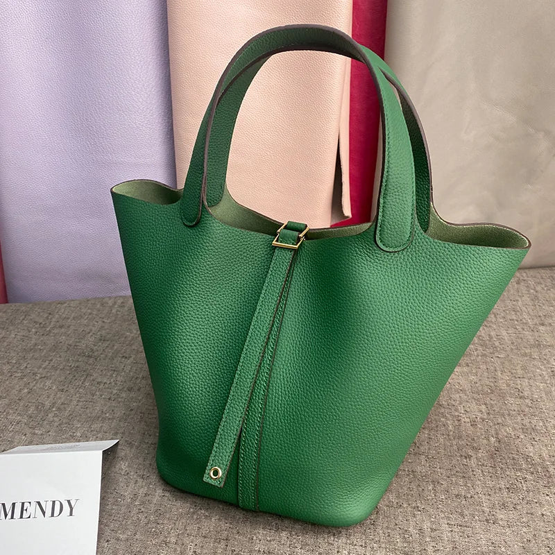 Sac Seau Cuir Togo Véritable Femme 2 Tailles Quincaillerie Or/Argent – CLEVI Paris