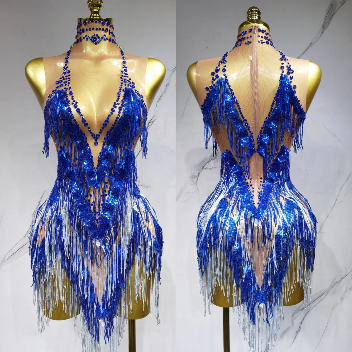 Robe de danse latine à franges – CLEVI Paris