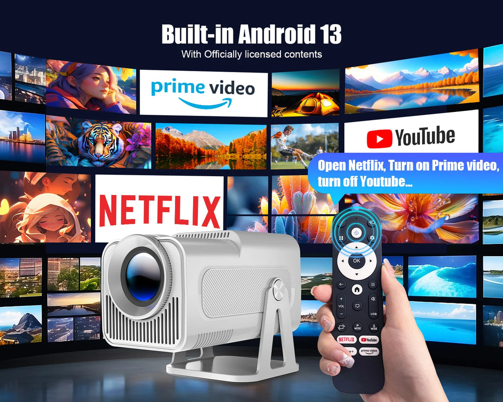 Magcubic HY320 NTV Blanc Projecteur Android 13 1080P 500 ANSI Netflix Prime YouTube WiFi BT 5.2 – CLEVI Paris