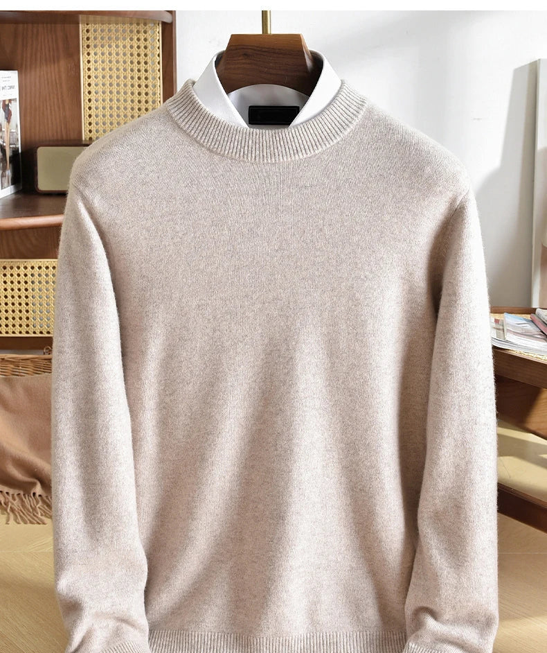 Pull homme en cachemire uni col rond – CLEVI Paris