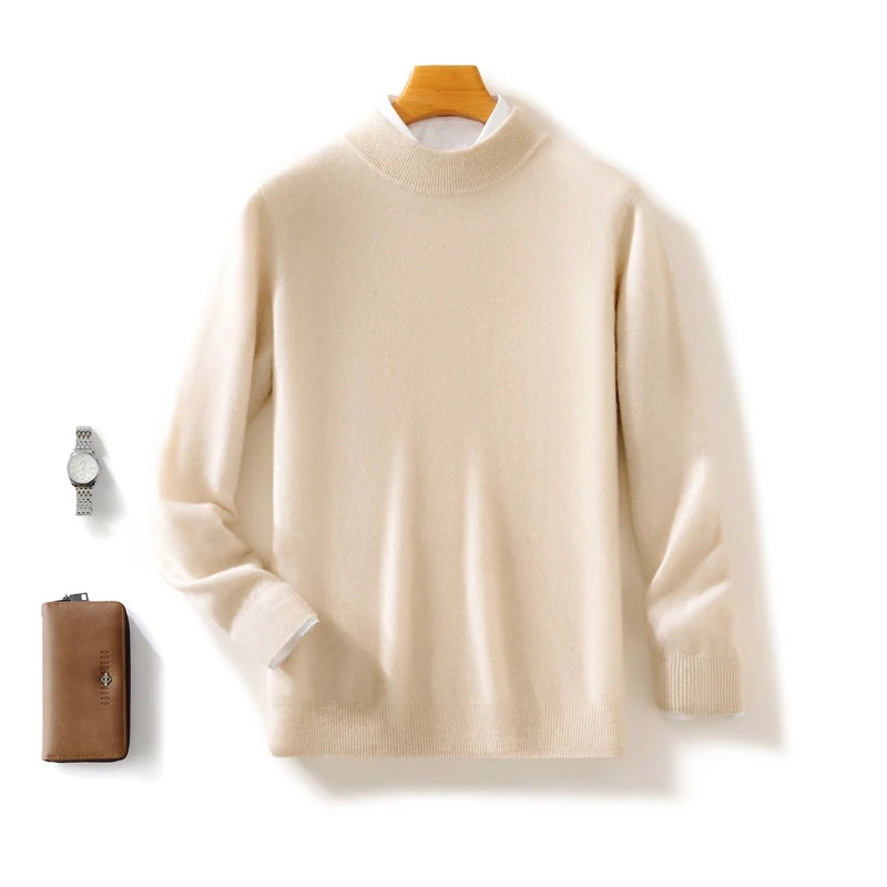 Pull homme en laine à col montant – CLEVI Paris