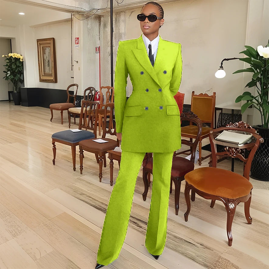 Tailleur femme blazer et pantalon évasé – CLEVI Paris