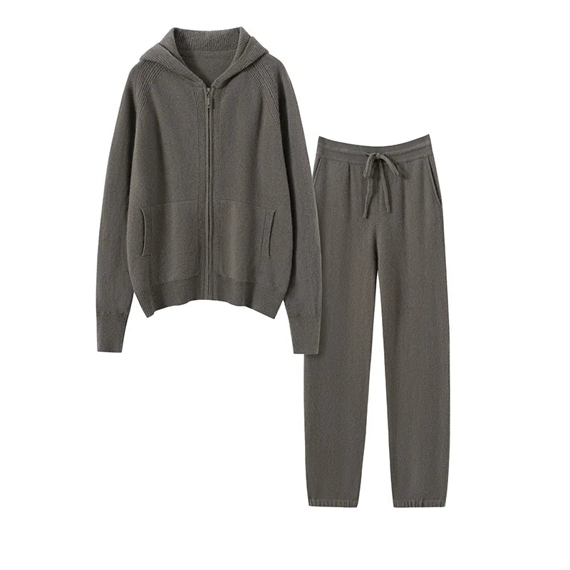 Ensemble cachemire femme, cardigan zippé – CLEVI Paris