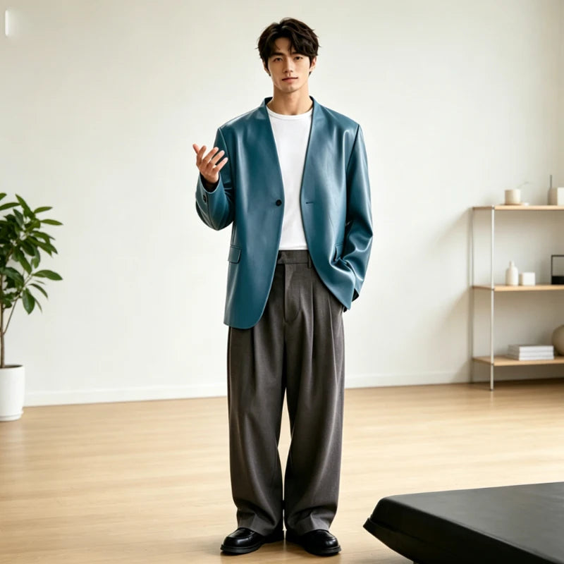 Blazer homme en tweed à chevrons, coupe droite – CLEVI Paris