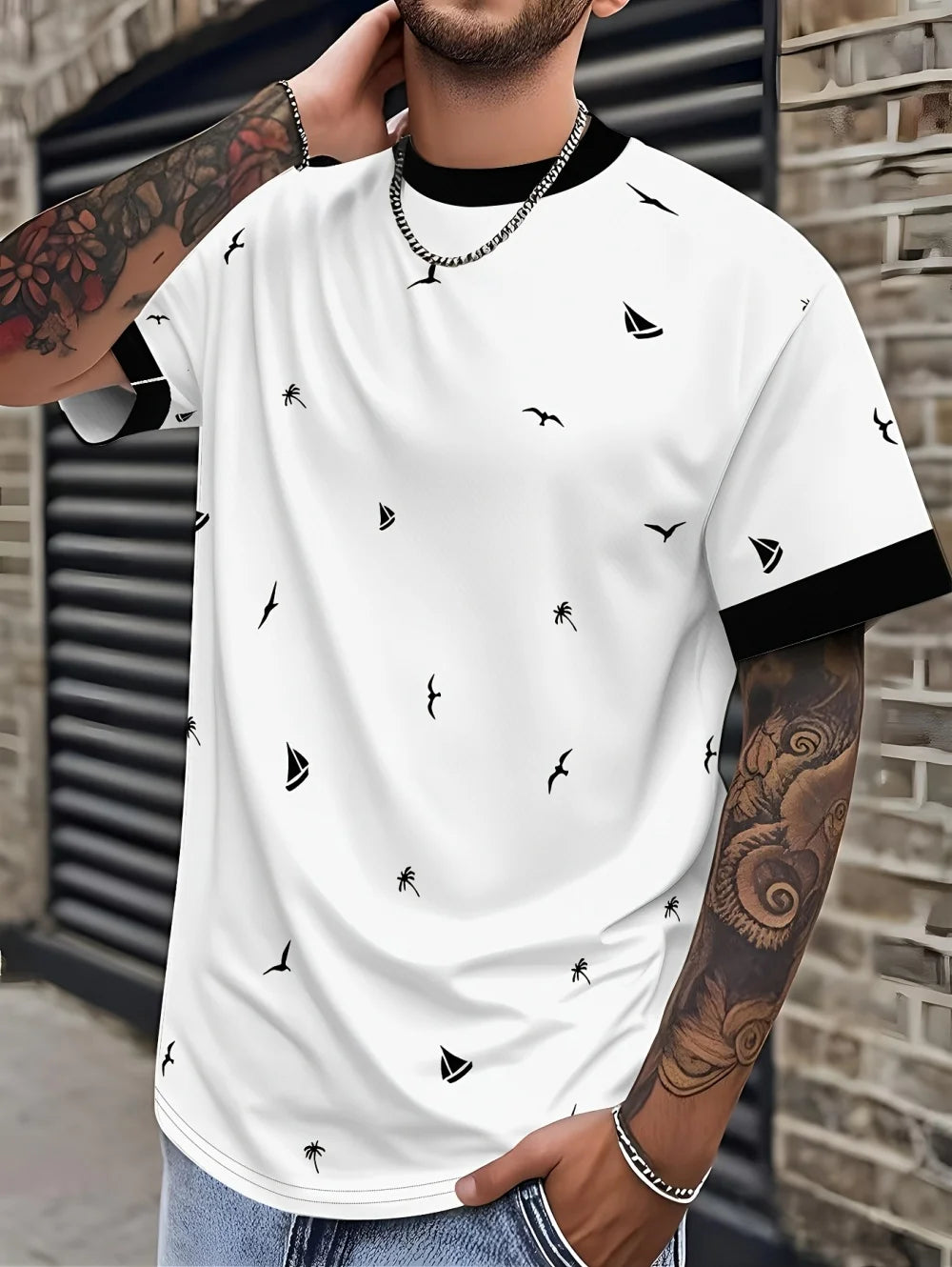 T-Shirt Homme Imprimé 3D Manches Courtes – Style Street Artistique – CLEVI Paris