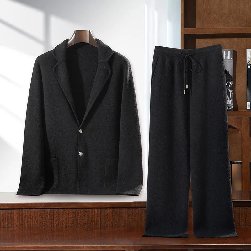 Ensemble homme en cachemire cardigan pantalon – CLEVI Paris