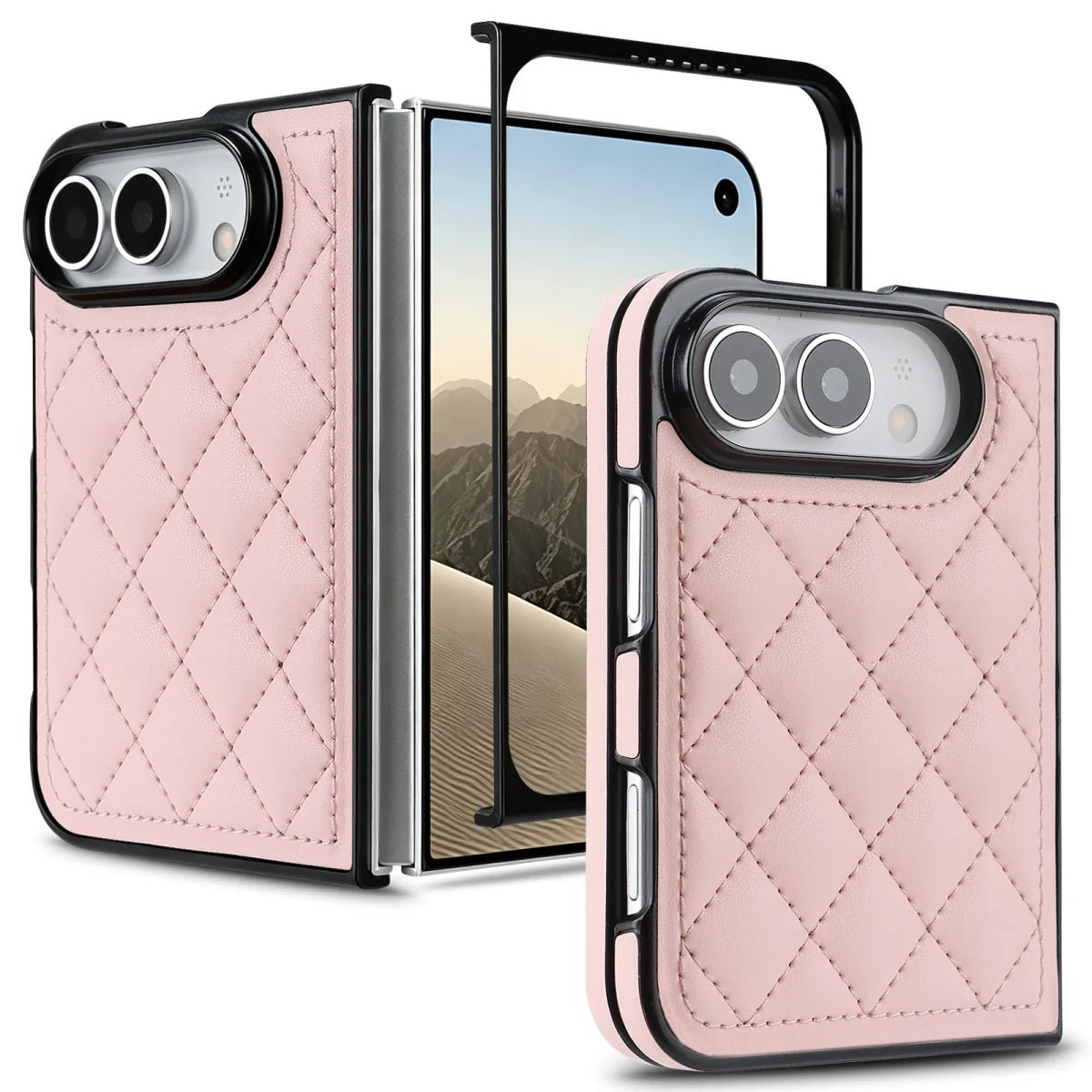 Coque iPhone Duo en simili cuir quadrillé – CLEVI Paris