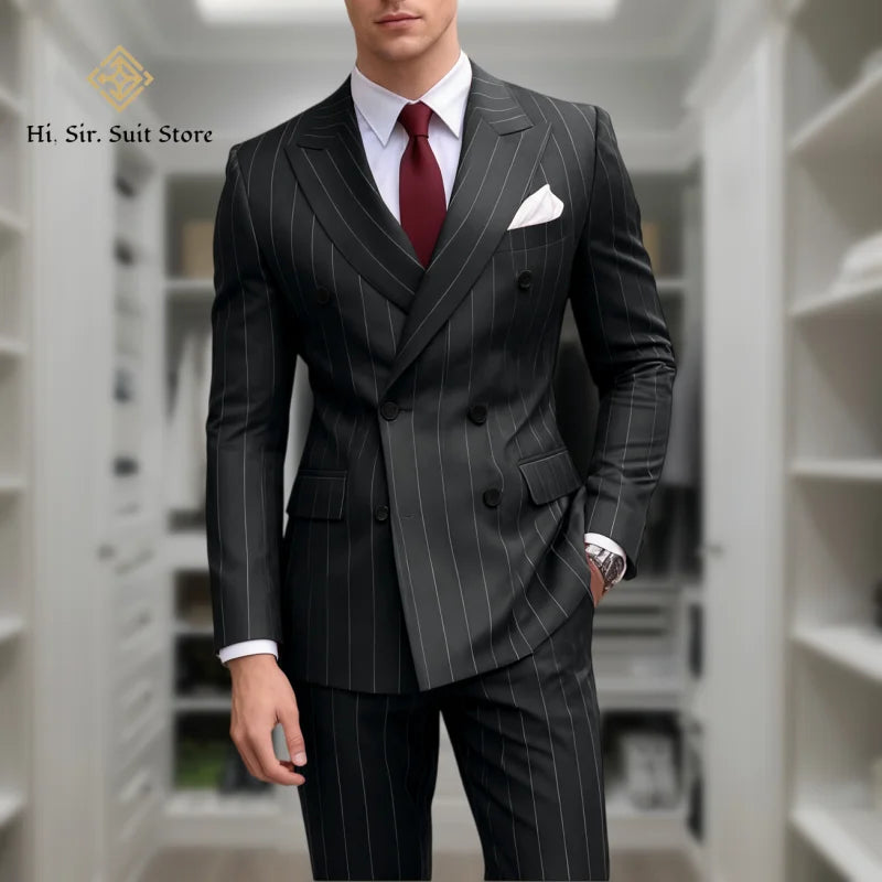 Costume homme bleu 2 pièces, double boutonnage – CLEVI Paris