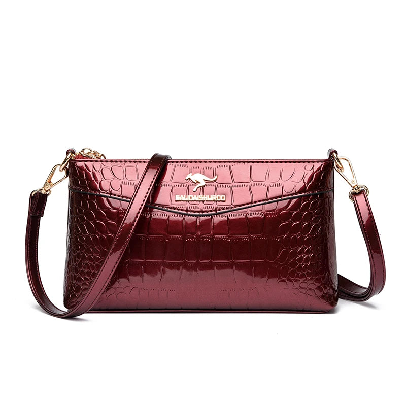 Sac Bandoulière Femme Cuir Verni Motif Croco – CLEVI Paris