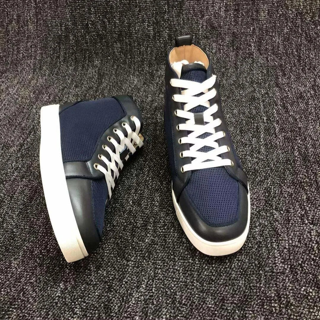 Sneakers Montantes Cuir Color-Block Bleu Homme EU 38-47 – CLEVI Paris