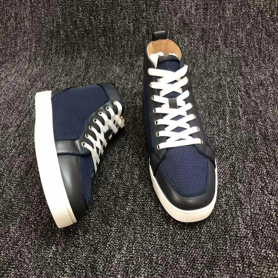 Sneakers Montantes Cuir Color-Block Bleu Homme EU 38-47 – CLEVI Paris