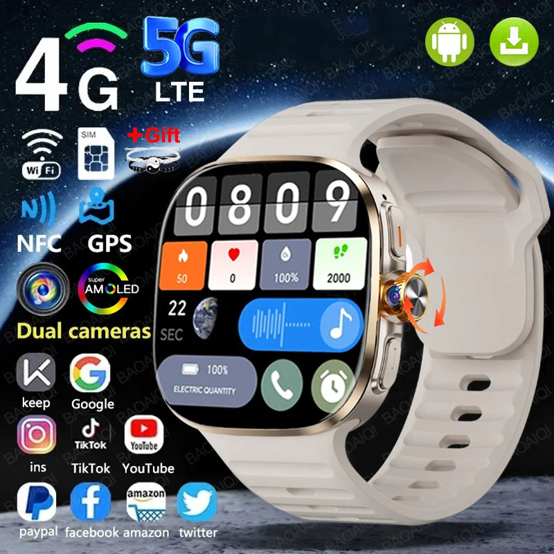 Montre 4G Android 10 AMOLED 720p GPS SIM 256Go – CLEVI Paris