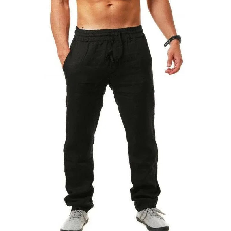 Pantalon Homme Coton Lin Coupe Droite Casual Printemps Été – CLEVI Paris