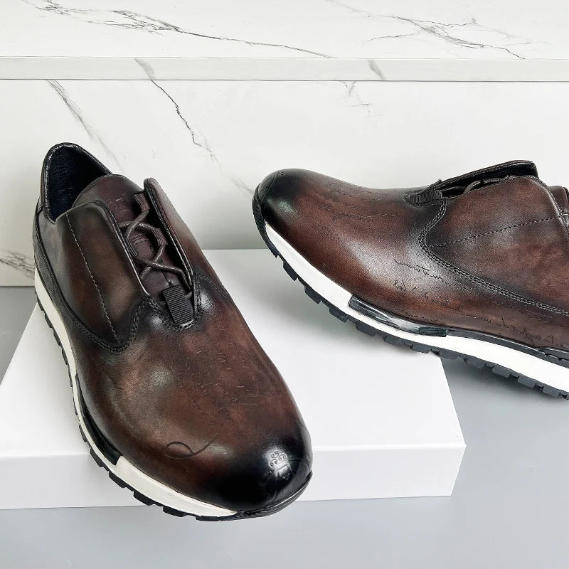 Sneakers en cuir à motif lettres pour homme – CLEVI Paris