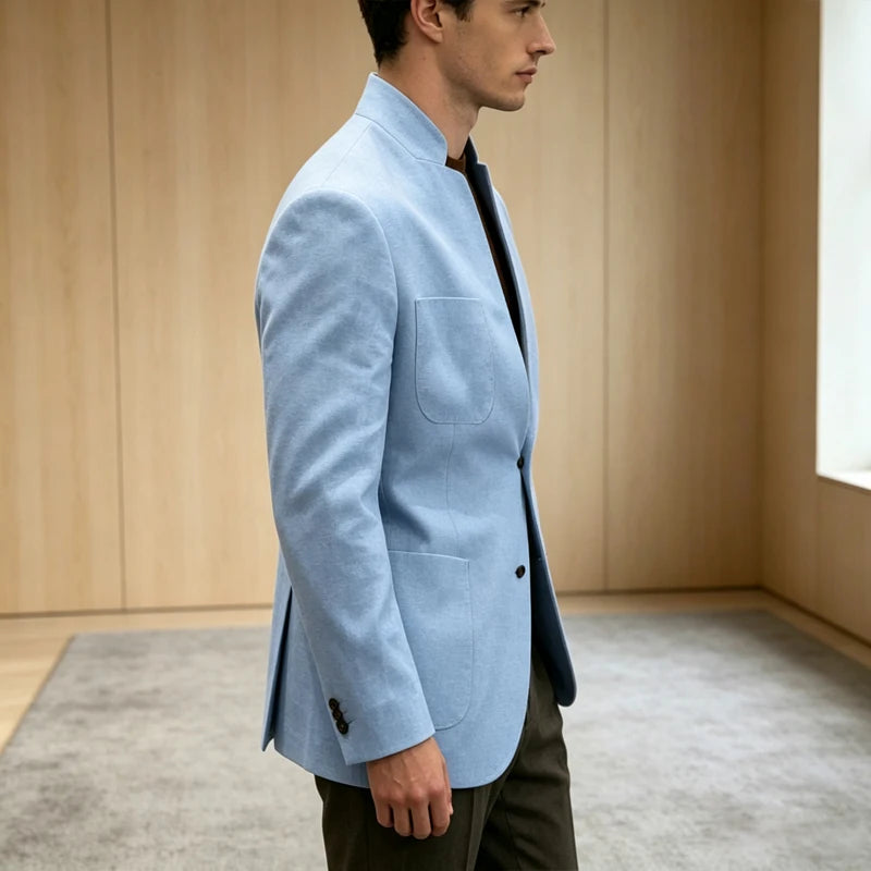 Blazer homme en lin – Col montant – CLEVI Paris